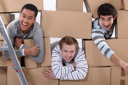 Packed student belongings ready for removal in Hackney