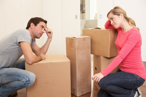 Packed moving boxes ready for removals in Hackney