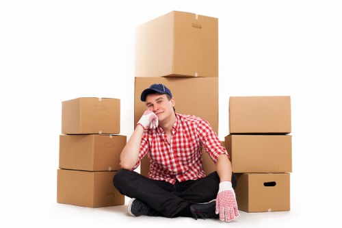 A well-organised Hackney relocation with boxes and furniture in transit